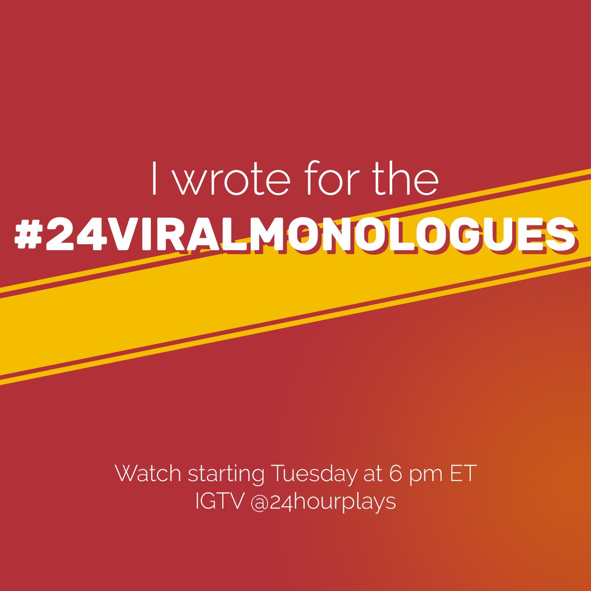 Stayed up way too late and had a lot of fun writing for this. Got paired with an amazing actor. Check it out tonight. #24viralmonologues