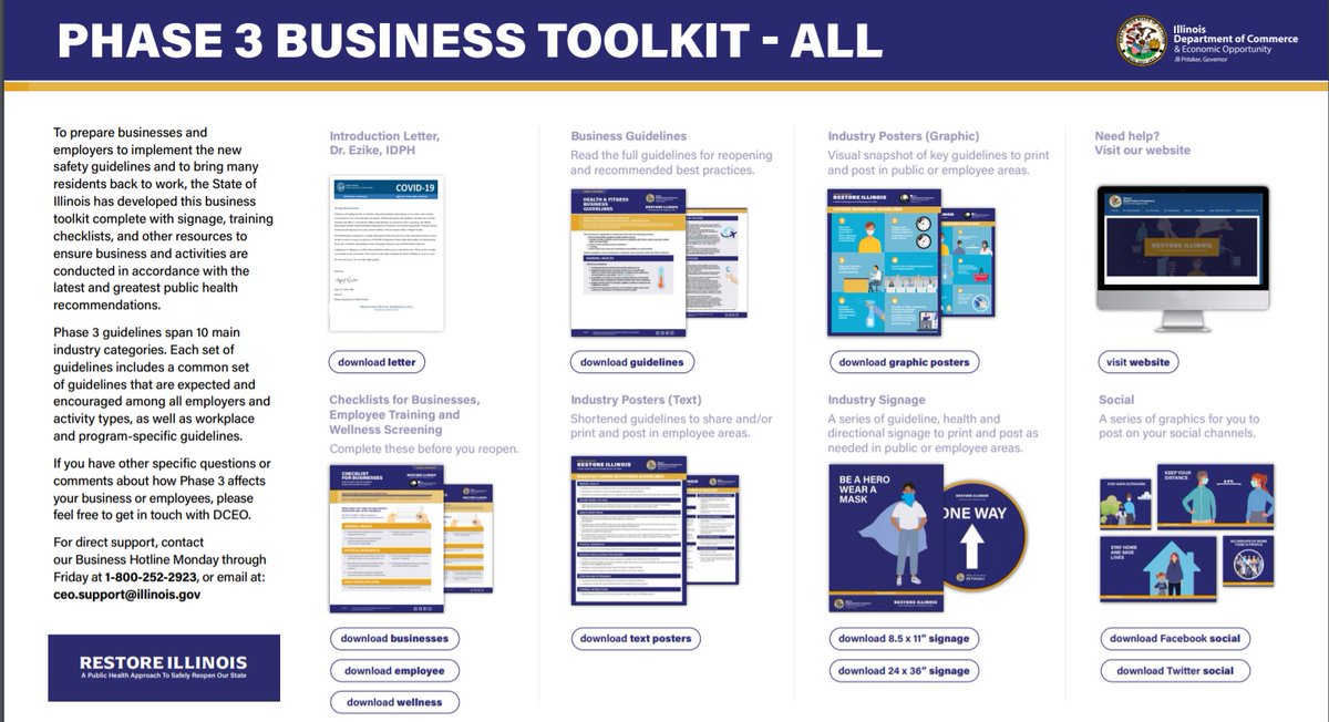 JREDC_IL's tweet photo. ATTENTION SMALL BUSINESSES: Have you accessed the #RestoreIllinois Phase 3 toolkit? The @IllinoisDCEO has collected guidelines, checklists &amp; signage to help 10 main industry categories reopen: https://t.co/HPjJldJLqg 

#JacksonvilleIL #MorganCountyIL #ScottCountyIL #covid19 https://t.co/2AchEoccOr