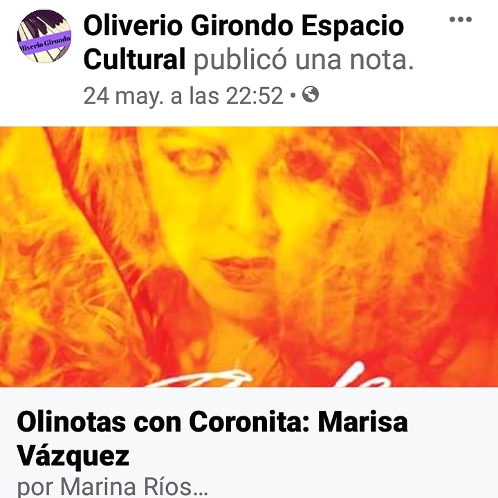 Marina Ríos me hizo esta nota para Oliverio Girondo. Es necesario poder contar y seguir difundiendo todo el trabajo que hacemos desde y para el Tango.  Agradecida y feliz. Gracias!

#Arde Postulado a mejor Albúm Artista de Tango, Premios Gardel.
facebook.com/notes/oliverio…