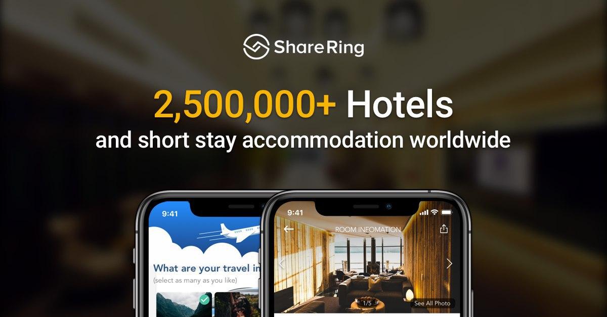 Sharering has made it a priority to make sure the travel app has tons of destinations to offer.As it stands now, over 2,500,000 hotels and short stay accomodations are available on the app. You'll even get to use the Express Check-in Service through the app.  $SHR  #Travel