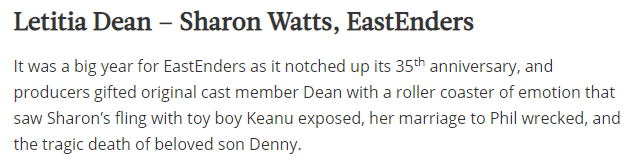 LetitiaDeanFans's tweet photo. Delighted to see Letitia Dean is up for Best Actress in the @RadioTimes Soap Awards.
If you can, please give her your vote! X
https://t.co/9JhflJe5yY
@bbceastenders #EastEnders #LetitiaDean #SharonWatts #QueenDean https://t.co/sIY2WZdCeX