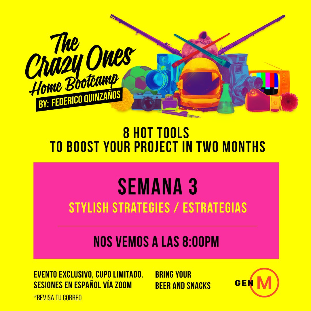 GenMMx's tweet photo. Home Bootcamp

Webinar Zoom

Nos vemos al rato: 8:00pm 

Recuerda:
- Ser puntual 
- Sin llorar 

No olvides revisar los contenidos de las sesiones anteriores que fueron enviado a tu correo https://t.co/sUfKbM0Os1