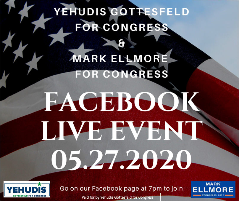 mark_ellmore's tweet photo. YOU'RE INVITED: Please join us tomorrow night for a joint Facebook Live event with @YehudisForNY! 

This is your best opportunity to hear from Mark and Yehudis all about the issues most important to voters in 2020. 

Link to join: https://t.co/jGhdsHqxbJ https://t.co/KqrrTxXcJg