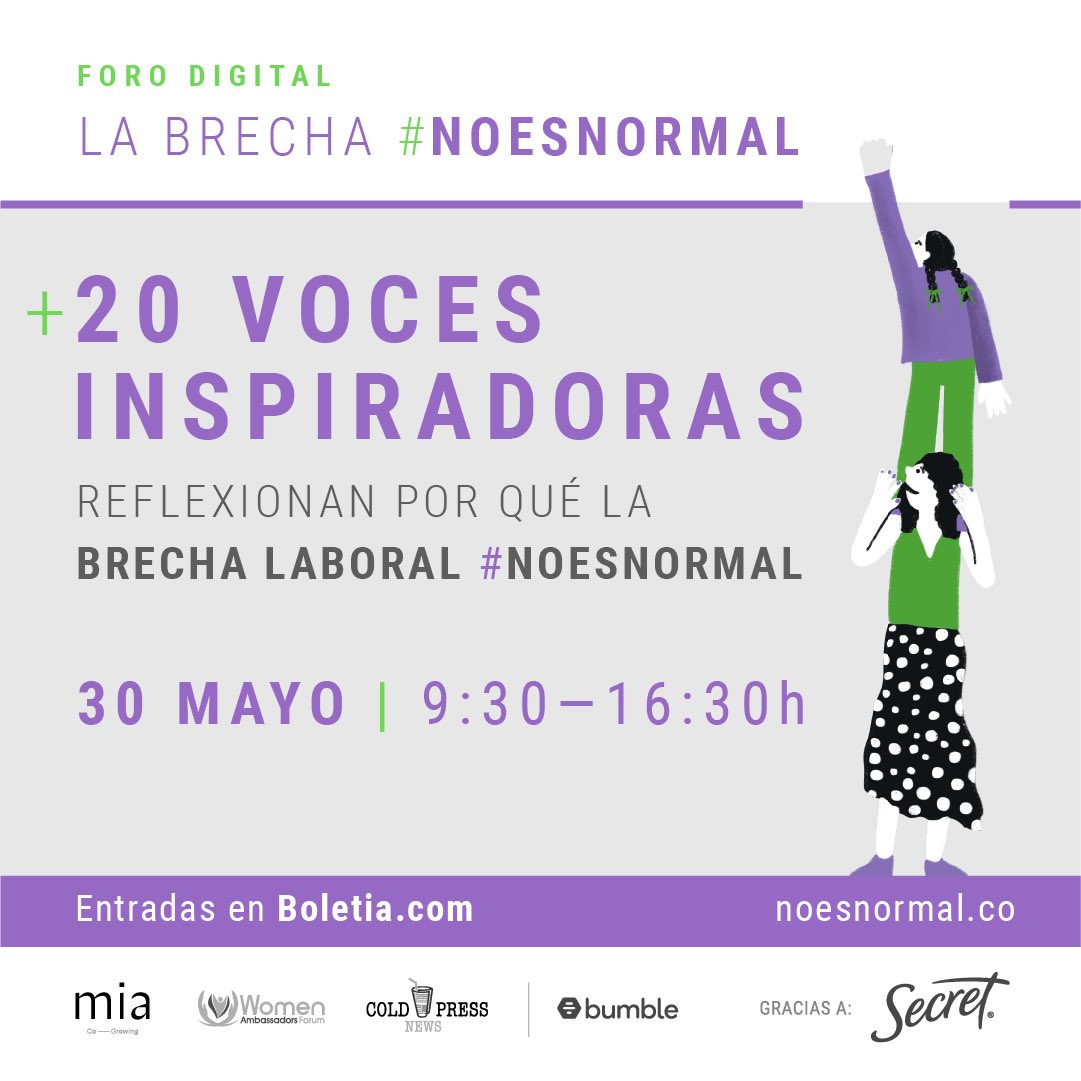 ximenamusic's tweet photo. ¡Cerremos la brecha laboral junt@s!
Los invito a que este 30 de mayo sigamos concientizando y visibilizando la desigualdad de género. 🙌🏻
La brecha laboral #NoesNormal
@CoGrowing 
@WAFintl 
@ColdPressNewsMx

https://t.co/vCH3P1BEVy https://t.co/q5dwxLuxvq