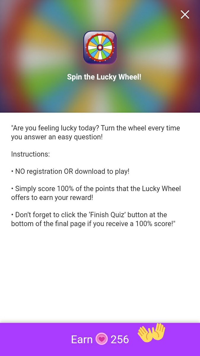 If you click a wrong answer on a quiz, just exit it, go back to your mubeat app, click the earn token thing again, & complete the quiz. You'll still get the full heart beats. & there's no "finish quiz" 》 you just go back to your mubeat app & check your points (they'll be there)