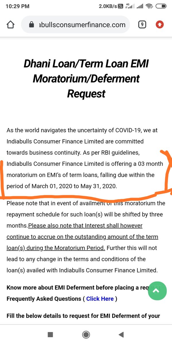 OXNmDRFE6doqDC5's tweet image. #Indiabulls वाले @RBI द्वारा दिया गया #EMIMoratorium को नही मान रहे है उनकी website पर आज 26/05/2020 को भी moratorium की अवधि 1मार्च से 31मई तक दी गई है।
@PMOIndia 
@nsitharamanoffc 
@ianuragthakur 
@DasShaktikanta 
@ibdhani 
#extendmoratorium 
#middleclassprem 
#middleclassfund