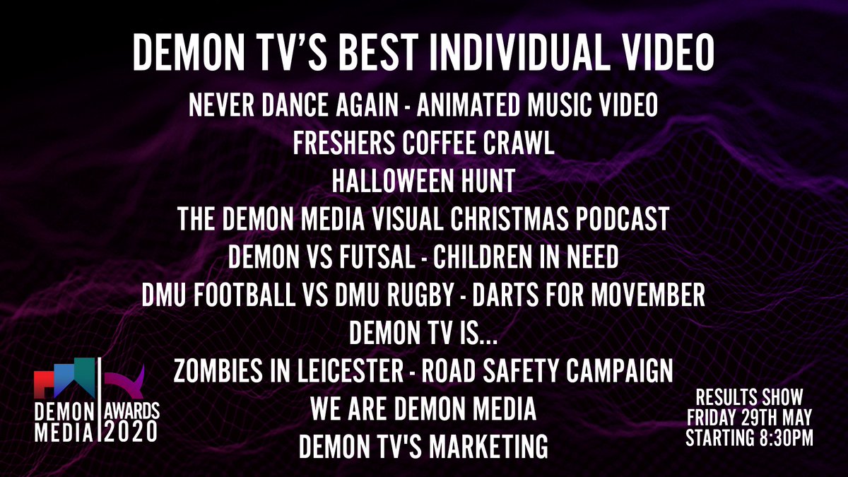 The nominees for <a href="/Demon_TV/">Demon Digital</a>'s Best Individual Video are...
