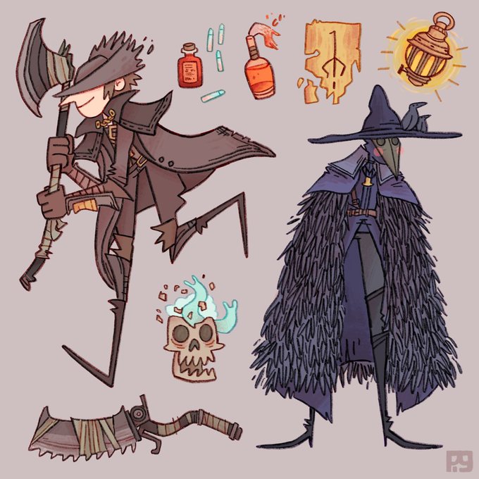 2020-05-27. Some good hunters and a doll 🌕 🥀 ✨# Bloodborne. 
