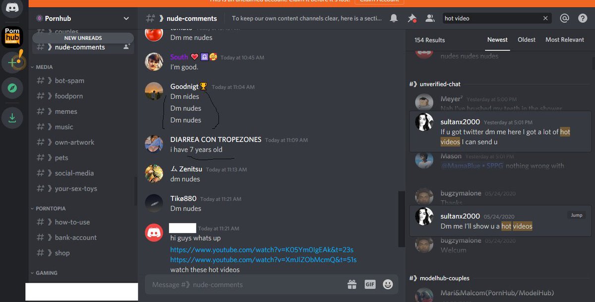 Someone just sent me this Pornhub Discord group screenshot of chat member a...