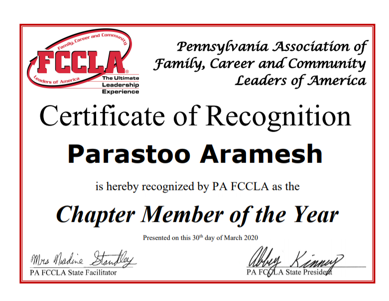 nashfash14's tweet photo. Just in! Congratulations to our senior spotlight today, Parastoo! Parastoo was recognized by @PAFCCLA as a Chapter Member of the Year! Way to go!!!! #FCCLA #Leadership #GoodVibesNA https://t.co/ccGmNi9Pfe