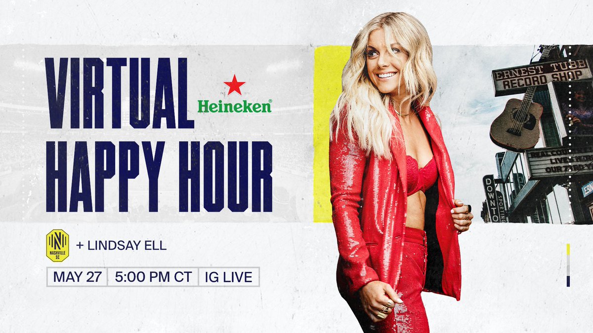 NashvilleSC's tweet photo. We're bringing Music City straight to your screen tomorrow evening. πΈπ²
Join us tomorrow for a special @Heineken Virtual Happy Hour with Country star @lindsayell at 5 p.m. CT on IG Live.
πΊ: https://t.co/tK2PJmBZc1
#EveryoneNside https://t.co/vbeY5qwhV5