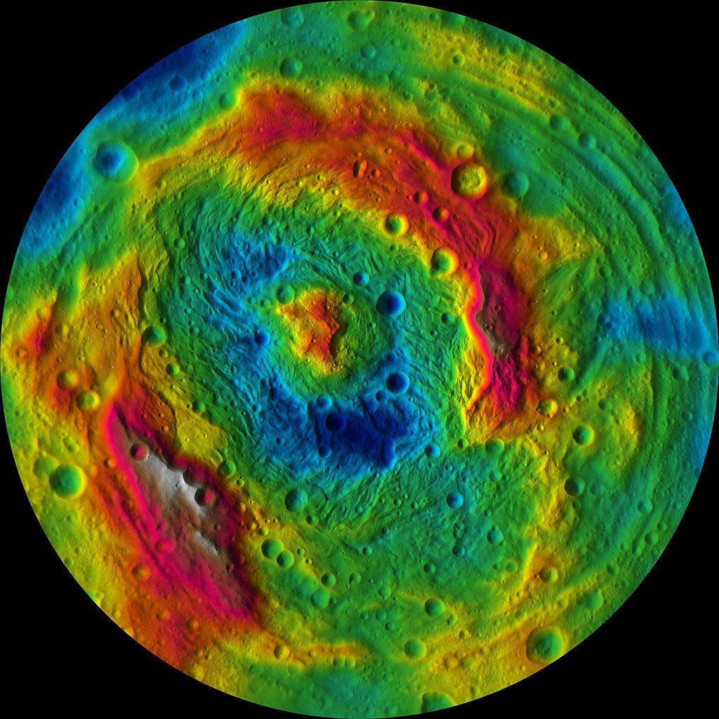 Where is the tallest mountain in the solar system? The gigantic 500 km wide Rheasilvia crater on Vesta has a central peak 22 km high, 100 m taller than Olympus Mons on Mars. A geochronology lander could help us understand its formation  #PMCS [3/n]