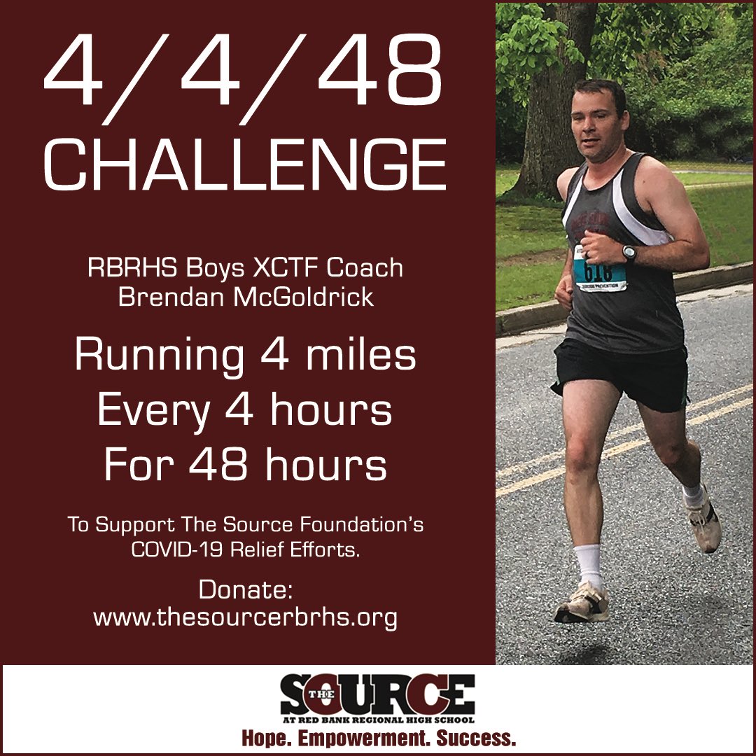 RBRCrossCountry's tweet image. @rbrhs this Saturday I will be running 48 miles in 48 hours to raise money for @RBR_Source #Covid_19Relief. #RunTheSource #4ForTheSource Any retweets and assistance in this would be incredible!
@RunnersHighNJ @Bob_Badders @njmilesplit @GovMurphy @NJXCTFCA @nj1015 @NJRunningTimes