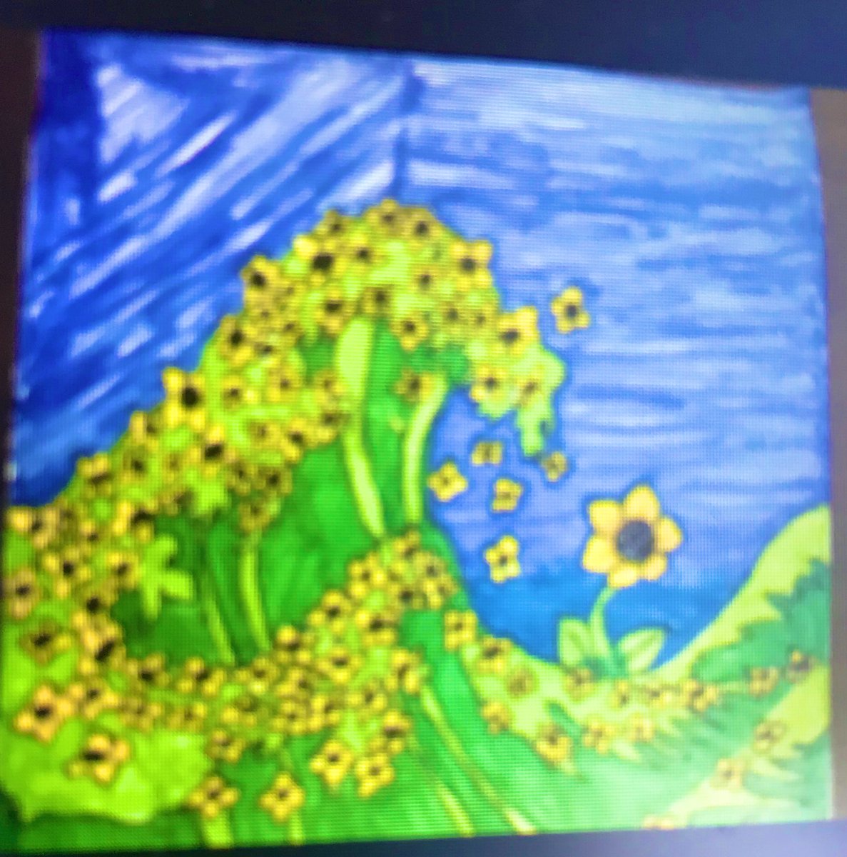 Rudydog44's tweet photo. Saint John Regional 8th grade interpretation of Hokusai’s most famous work the Great Wave. We are still learning virtually, SJRCS students are amazing. https://t.co/KdMvQnT34T