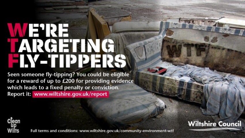Wiltshire Council is offering a reward of up to £200 to encourage witnesses to come forward if they see fly-tipping. Excellent! But would fly-tipping be such a problem if there weren’t 2 hour queues to get into the Council tip?

More info 👉🏽 orlo.uk/LAUqs