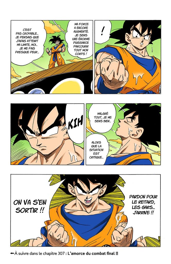 Dans le manga original, on suit les pensées du héros ce qui nous aide à comprendre que Goku cogite en permanence, se remet en question, avance et évolue. Du coup même après avoir lâché quelques sottises typiques, il reste crédible car au fond, nous avons compris ses progrès.