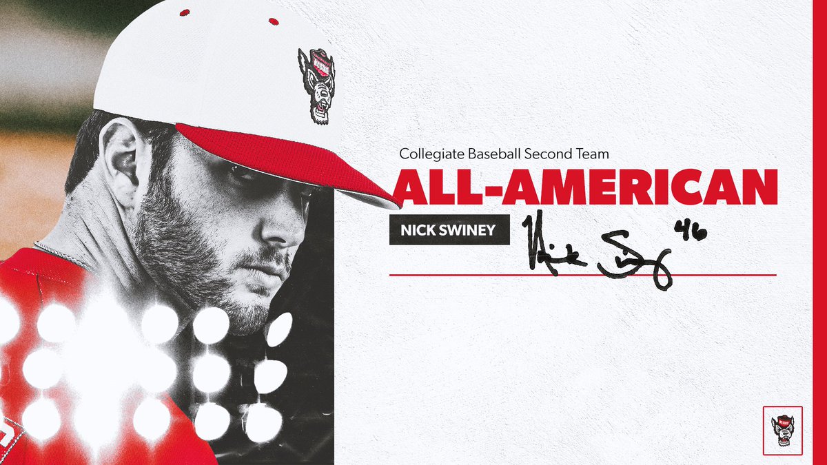 NCStateBaseball's tweet photo. For the first time in his career, @NicholasSwiney has been named an All-American by @CBNewspaper.

🔗https://t.co/QGflHsXEwJ https://t.co/sANowArprq