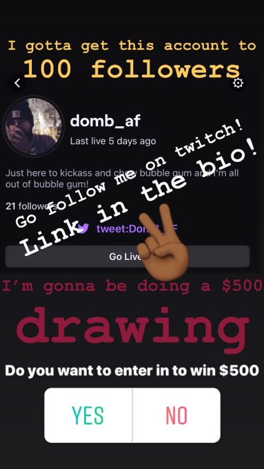 Go follow me on https://t.co/Ff7zGHDzqa I&rsquo;m giving away money!! And IG DomB_AF1 https://t.co/V29m02A<a href="/tag/avi"class="tags"><span>#avi</span></a><a href="/tag/oldschooltweet"class="tags"><span>#oldschooltweet</span></a><a href="/tag/dombonyatwitter"class="tags"><span>#dombonyatwitter</span></a>