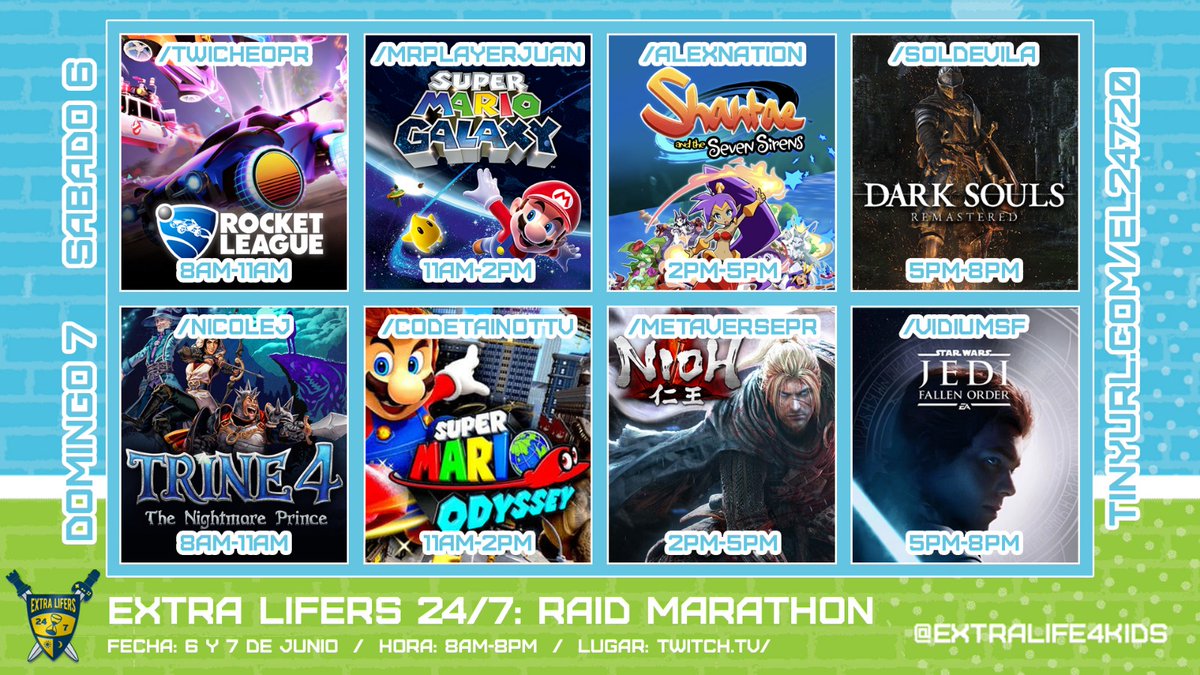 ¡Este próximo weekend no te puedes perder el evento inaugural del 2020 como parte de nuestros esfuerzos siendo parte de <a href="/ExtraLife4Kids/">Extra Life</a> : el 1er #RaidMarathonFTK! Serán 8 comunidades de las que componen el equipo las que nos traerán 2 mega bloques de acción #FTK.  ¡Te esperamos!