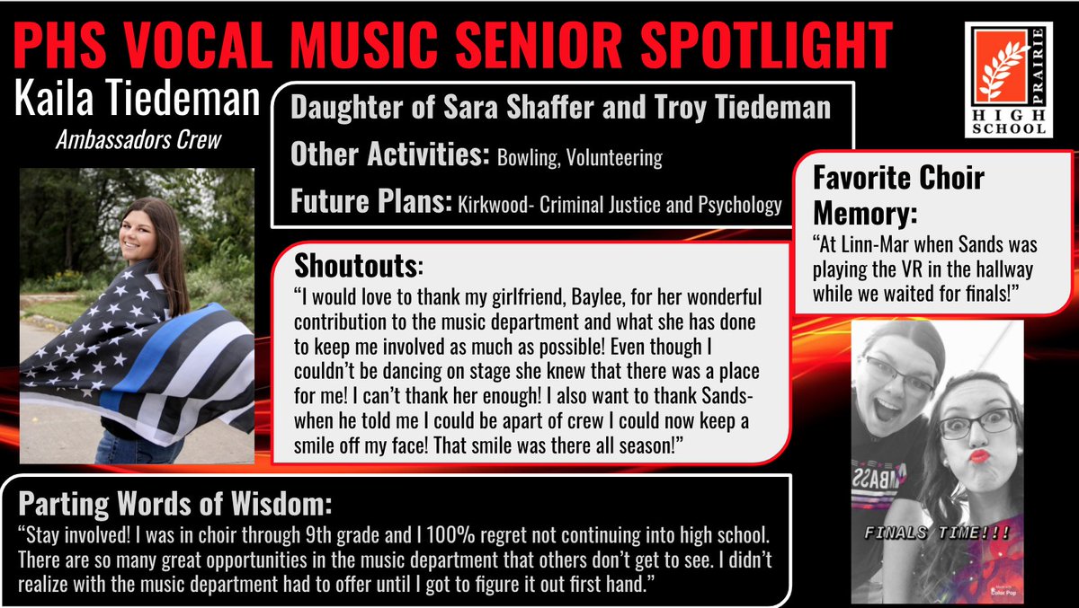 Thanks, Kaila Tiedeman, for jumping in on crew this year!