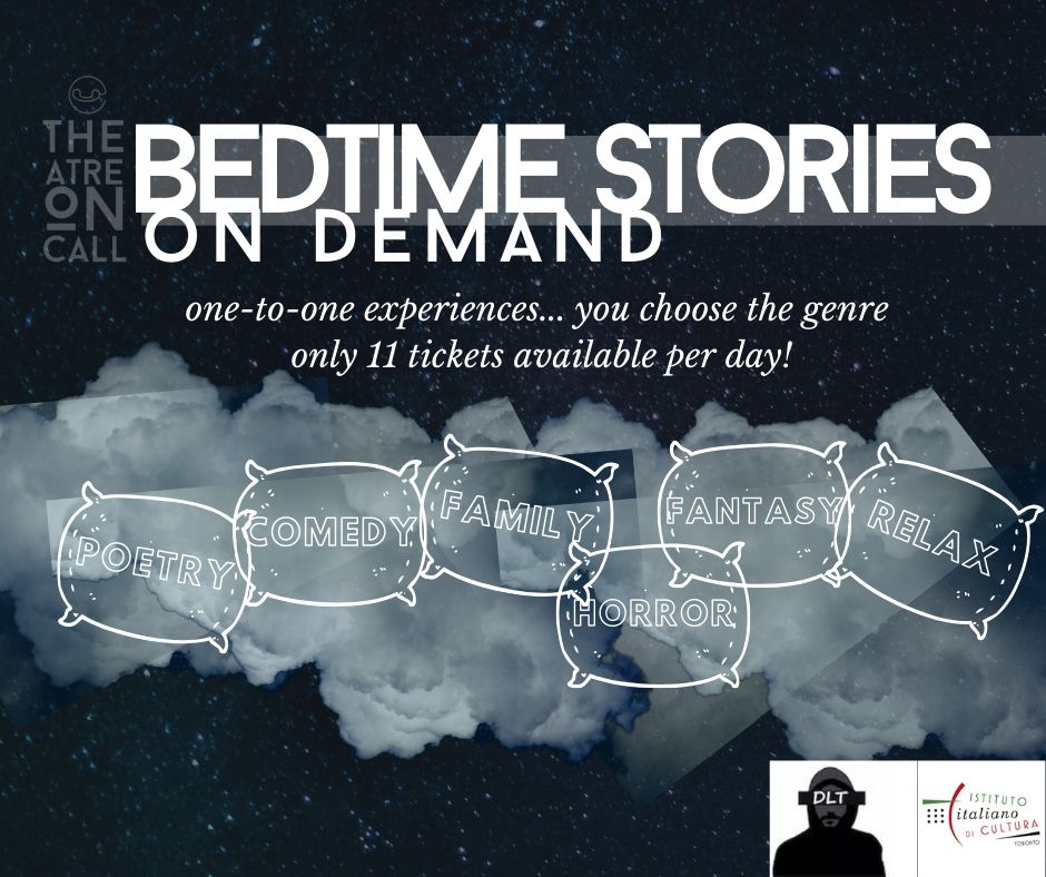 Theatre On-Call Presents: Bedtime Stories On Demand
A one-to-one experience: bedtime stories from the comfort of your own bed. Choose from an array of different genres, send us your phone number, and we'll give you a call.
Book your tickets now at dltexperience.com