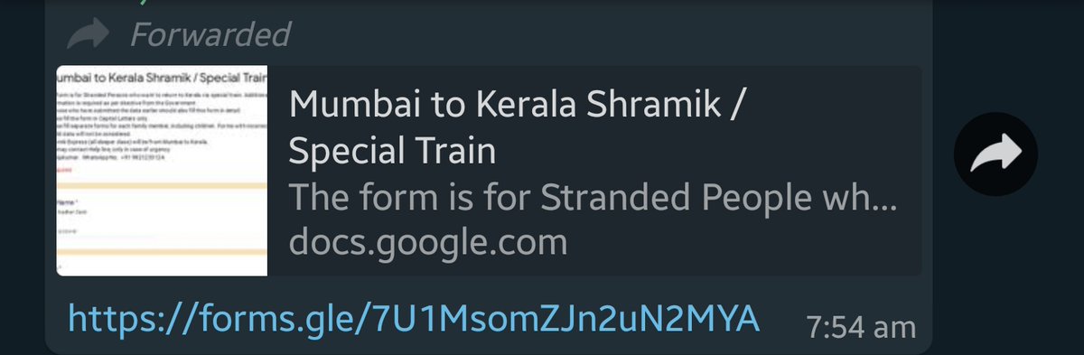 These people were collecting names via Google form. The issue is, the messages did not have Jagratha portal link. No mention of compulsory e-pass. And these messages were forwarded even on the day of journey.