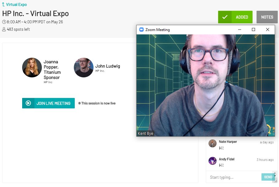 9/ Checking out  #awe2020 sponsor pages behind the conference paywall.Some sponsor pages have a button called "Enter Virtual Trade Show Booth" leading to a page to "Join Live Meeting," which starts a Zoom call.I found 10 companies w Virtual Booth ( @HP) https://online.awexr.com/sponsors 