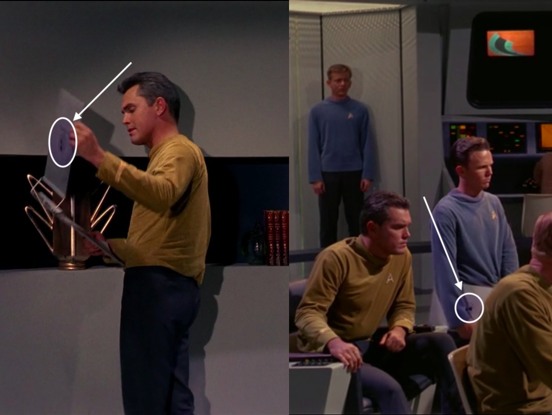 We'd be remiss if we forgot to mention that the "United Earth" emblems also appeared on those clipboard covers in and around Captain Pike in "The Cage"... barely.  #StarTrek    #startrekstrangenewworlds  #startreksnw (Retweet because it was not in the thread! )
