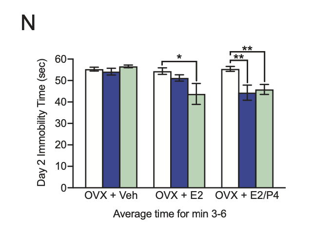 We first tried giving estrogen (E2) to restore prophylactic efficacy – (2R,6R)-HNK was effective again. However, when we administered E2 and cyclic progesterone (P4) then (R,S)-ketamine was effective once more. (9/11)