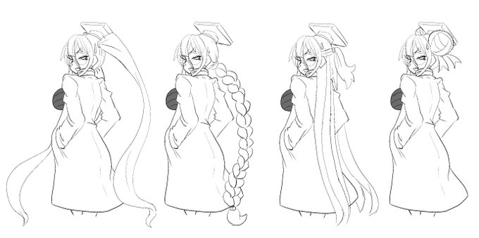 長髪カガクさんのヘアアレンジバリエーションの一部妄想。 