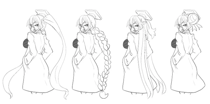 長髪カガクさんのヘアアレンジバリエーションの一部妄想。 
