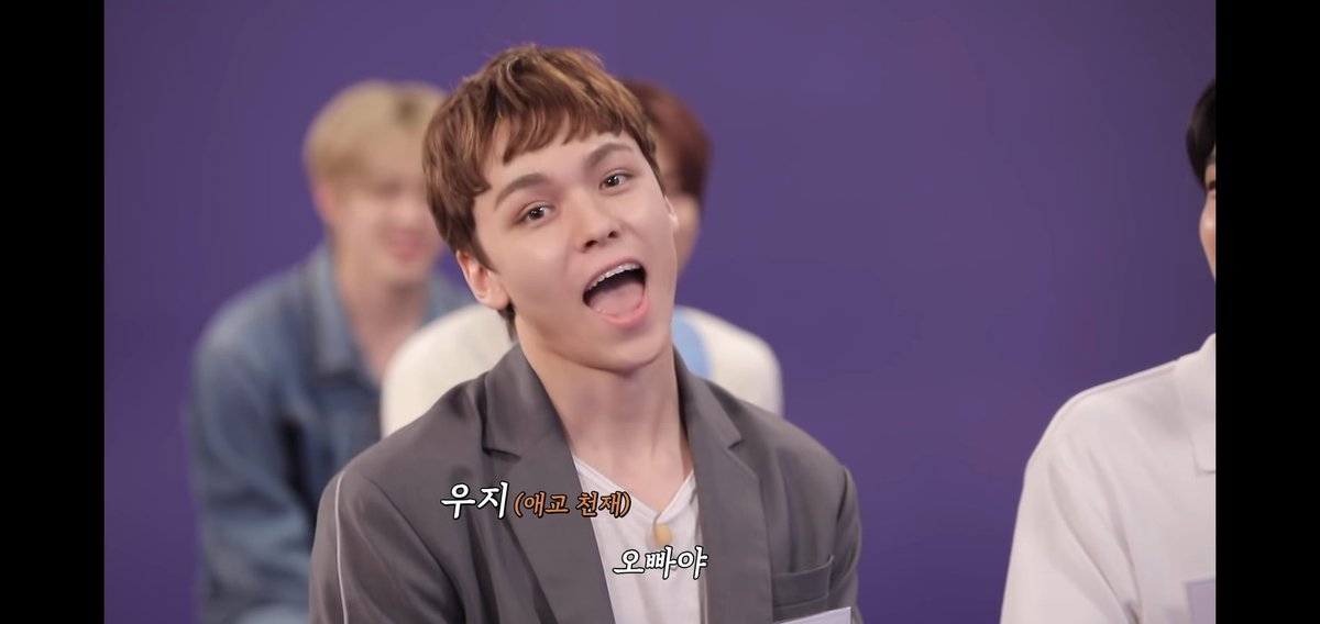 Vernon imitated Woozi's infamous aegyo from Weekly Idol.Reference: Weekly Idol Ep. 308 #SEVENTEEN  @pledis_17