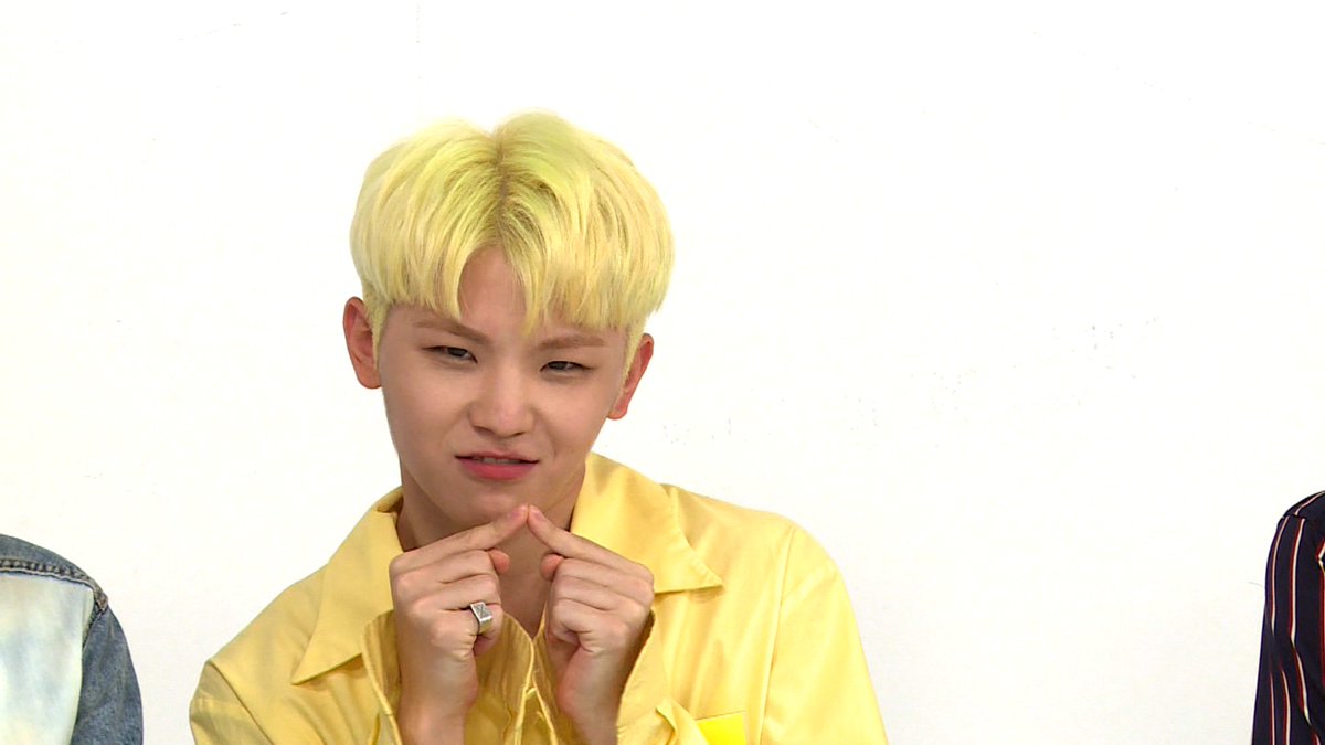 Vernon imitated Woozi's infamous aegyo from Weekly Idol.Reference: Weekly Idol Ep. 308 #SEVENTEEN  @pledis_17