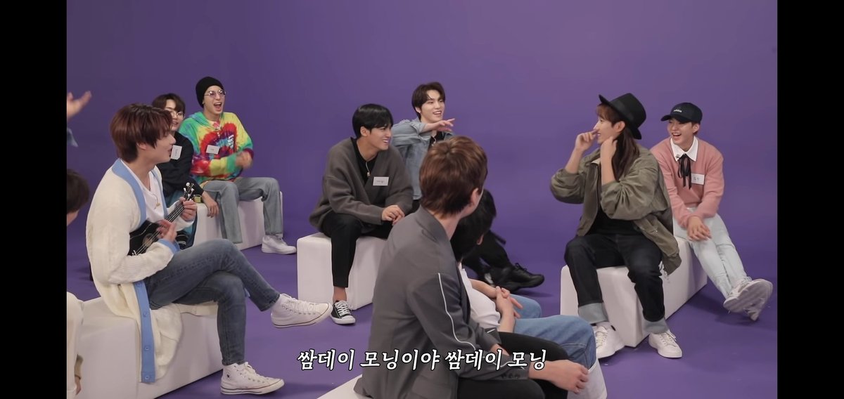 Jun was trying to imitate Joshua singing Sunday Morning. But he mistakenly pronounced it as "Ssamday Morning". Ssam refers to a type of lettuce wrap. #SEVENTEEN  @pledis_17