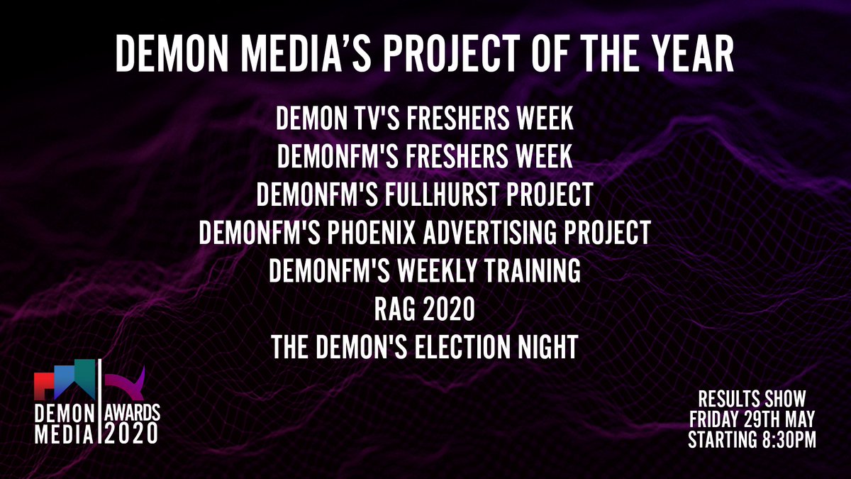 The nominations for Demon Media's Best Project are...