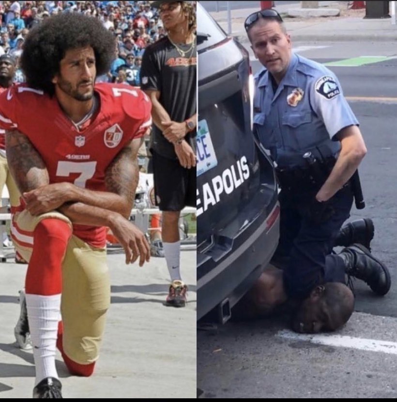 TheKingHarris__'s tweet photo. Do you get it yet? โ๐พ๐บ๐ธ #ImWitKap #BlackLivesMatter #TakeAKneeButNotOnSomeone https://t.co/y3OYX75OxD