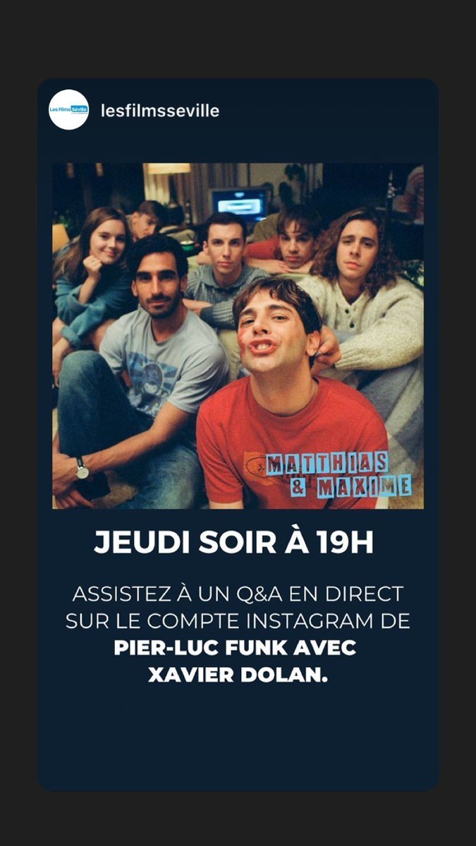 DasyBab's tweet photo. #XavierDolanβ€οΈfrom #LesfilmsSevilleβ€οΈ
#GabrielDAlmeidaFreitas #CatherineBrunet #AntoinePilon #AdibAlkhalidey #SamGauthier
βΌοΈ XAVIER DOLAN'S #MATTHIASETMAXIME βΌοΈ
β€οΈ Q&A LIVE WITH XAVIER DOLAN β€οΈ
π₯ON #PIERLUCFUNK'S INSTAGRAMπ₯
THURSDAYβ‘MAY 28, 2020 β‘ 19H
ADOOOOREEEE π₯β€οΈπ https://t.co/2Cq7K6PRKK