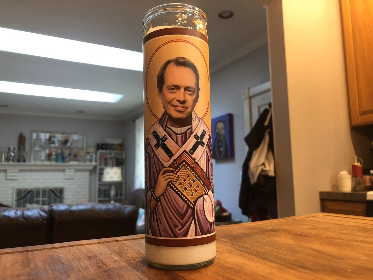 Here’s a candle that Nancy ordered with Steve Buscemi‘s face on it.