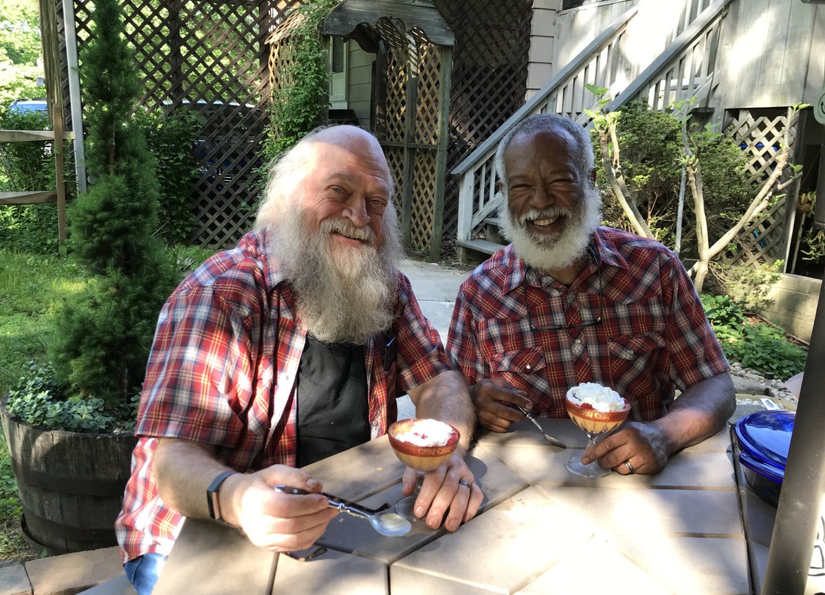Since you all love my Uncle David so much, here he is with his husband, my other Uncle David, who makes an amazing butterscotch raspberry pudding.
