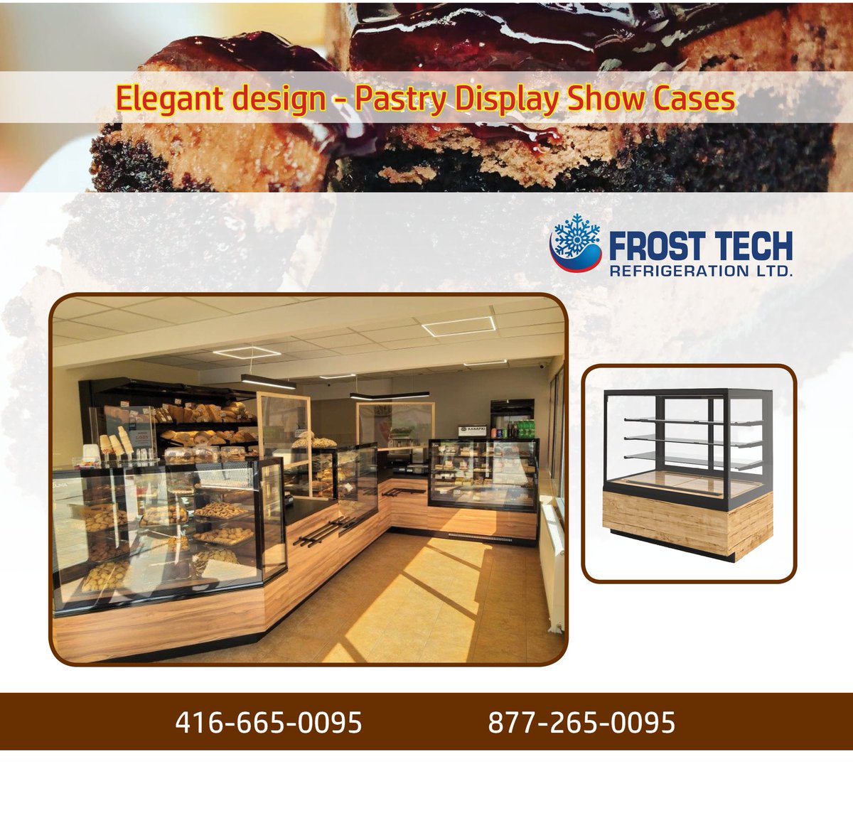 FrostTechRefrig's tweet photo. Pastry display case
Sleek style, elegant design 
Matching units available 
@FrostTechRefrig
https://t.co/fhyTOOVYcy
#frosttechrefrigerationltd #pastrycase #bakerydisplays #cakedisplay #gelatocase #macaron #chocolatecake https://t.co/5G9QZ4KGEi