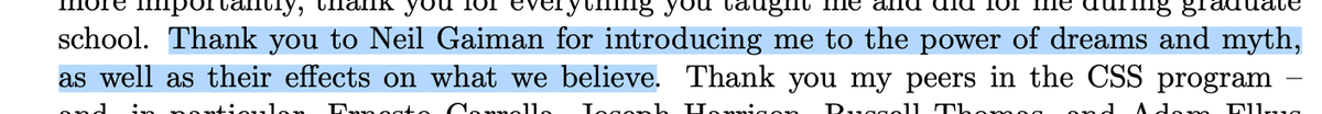 Thank you to Neil Gaiman for introducing me to the power of dreams and myth, as well as their effects on what we believe