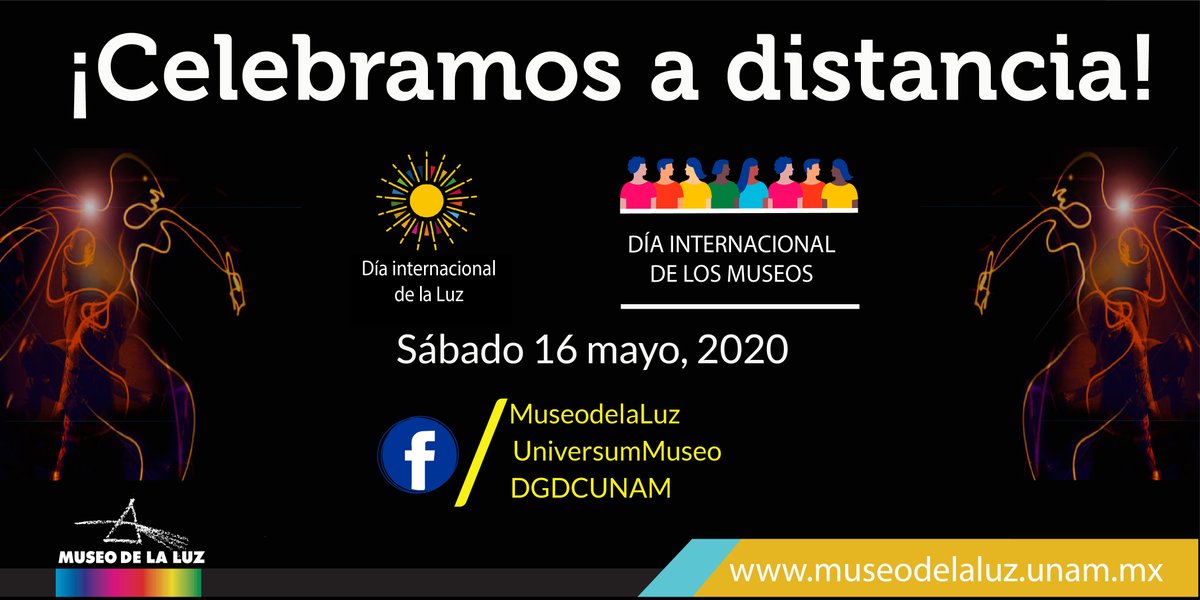 🥳✨ Este sábado, celebramos el Día Internacional de la Luz y el Día Internacional de los Museos, con actividades de #CienciaRecreativa a distancia. Consulta la programación ➡️ bit.ly/3fLWi9k.

#DIL #DIM #CelebramosADistancia #CienciaADomicilio