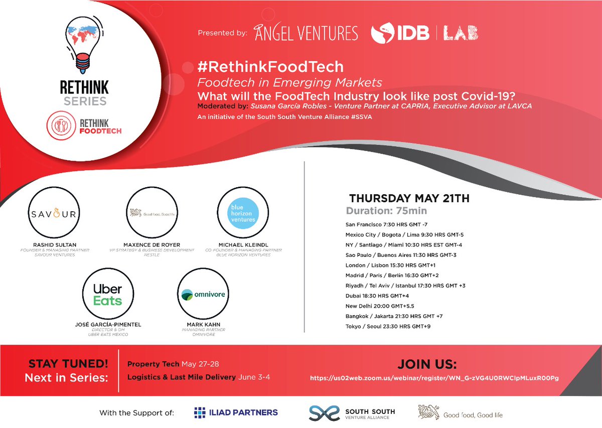 AVM_Mex's tweet photo. #FoodtechInEmergingMarkets🚀
The #Rethink Foodtech webinar is here!📣Join us on May 20th and 21th as our panelists discuss the current challenges for entrepreneurs in #EmergingMarkets during the COVID-19 induced crisis. #Startups #RethinkSeries
https://t.co/RP6eatqAaC https://t.co/U3cKKHVQ2C