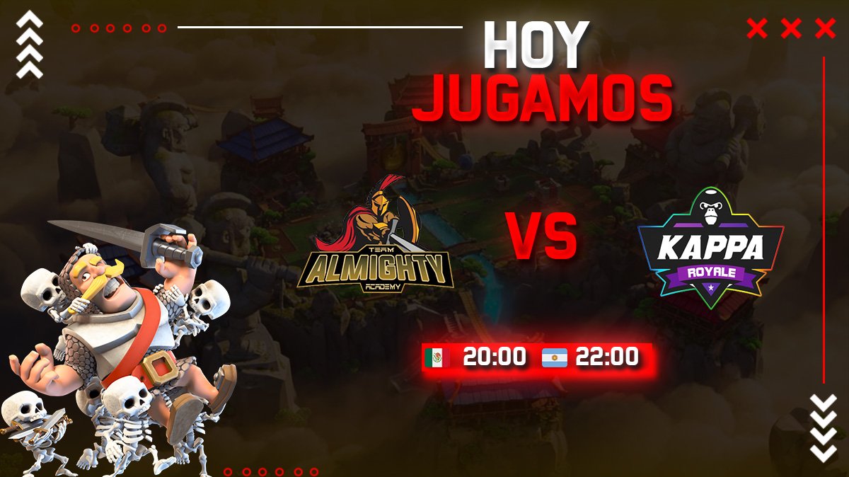 #CR | #MatchDay

Hoy tenemos un gran partido de eliminación directa, ¿podremos repetir lo de anoche? 👀

🆚 | @KappaRoyaleCR

⏰ | 20:00 🇲🇽

🏆 | @copa_biowolves

#AlwaysAlmighty 🔱