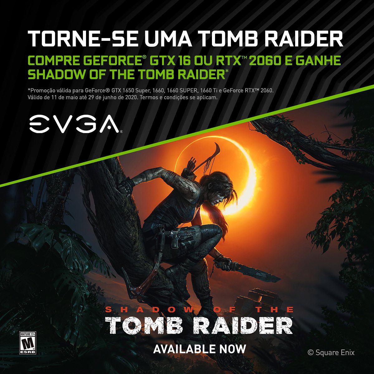 Não fique de fora dessa! Adquira já sua EVGA e ganhe agora o jogo #ShadowOfTombRaider 
#evga #evgabrasil #teamevga #RTXOn #nvidia #nvidiageforce #nvidiageforcebr #gamer #pcgaming