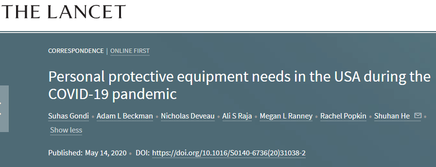suhas_gondi's tweet photo. This one is for everyone on the front lines.

In @TheLancet, we provide the first national snapshot of #PPE needs - a first step towards more equitable allocation of PPE during #COVID19 

🙏to the volunteers @getusppe &amp; partners delivering PPE to where it's most needed https://t.co/y12UBoQfv3