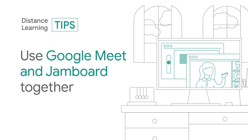 Use #GoogleMeet & the #Jamboard app together to share information & encourage collaboration while #RemoteTeaching. Bonus tip: set up activities & games in your Jam for students waiting for the session to begin. Thanks for the tip, @smilelearning! For more: goo.gle/2WwY2f9