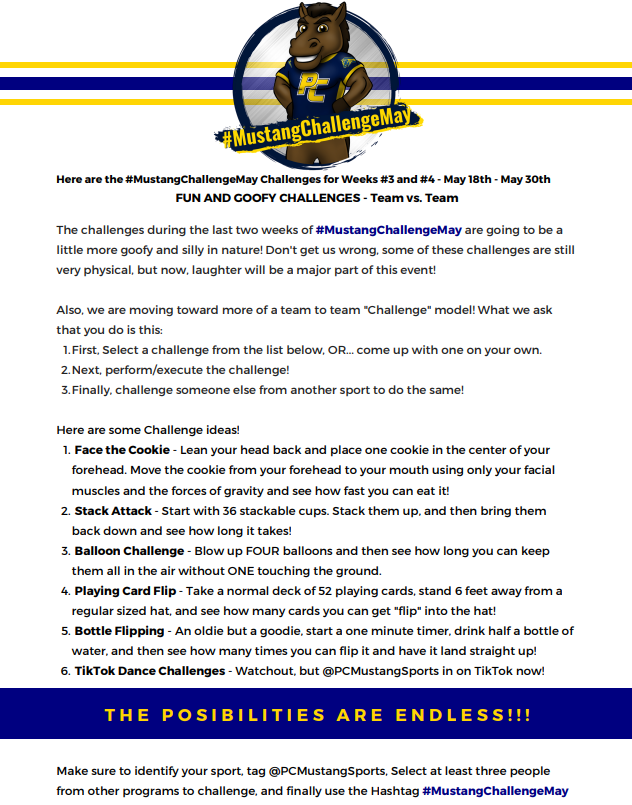 FUN new challenges! Pick one...Do it...Tag and challenge 2 teammates or PC athletes.