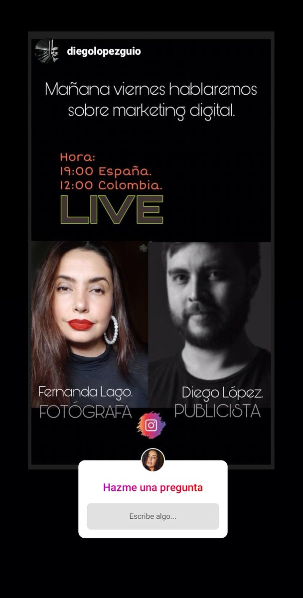 FernandaLagoB's tweet photo. #live hablaremos un poco sobre un tema que hoy día todos queremos conocer #MarketingDigital en #Instagram @fernandalagob te esperamos. https://t.co/R9YUdpcHbz