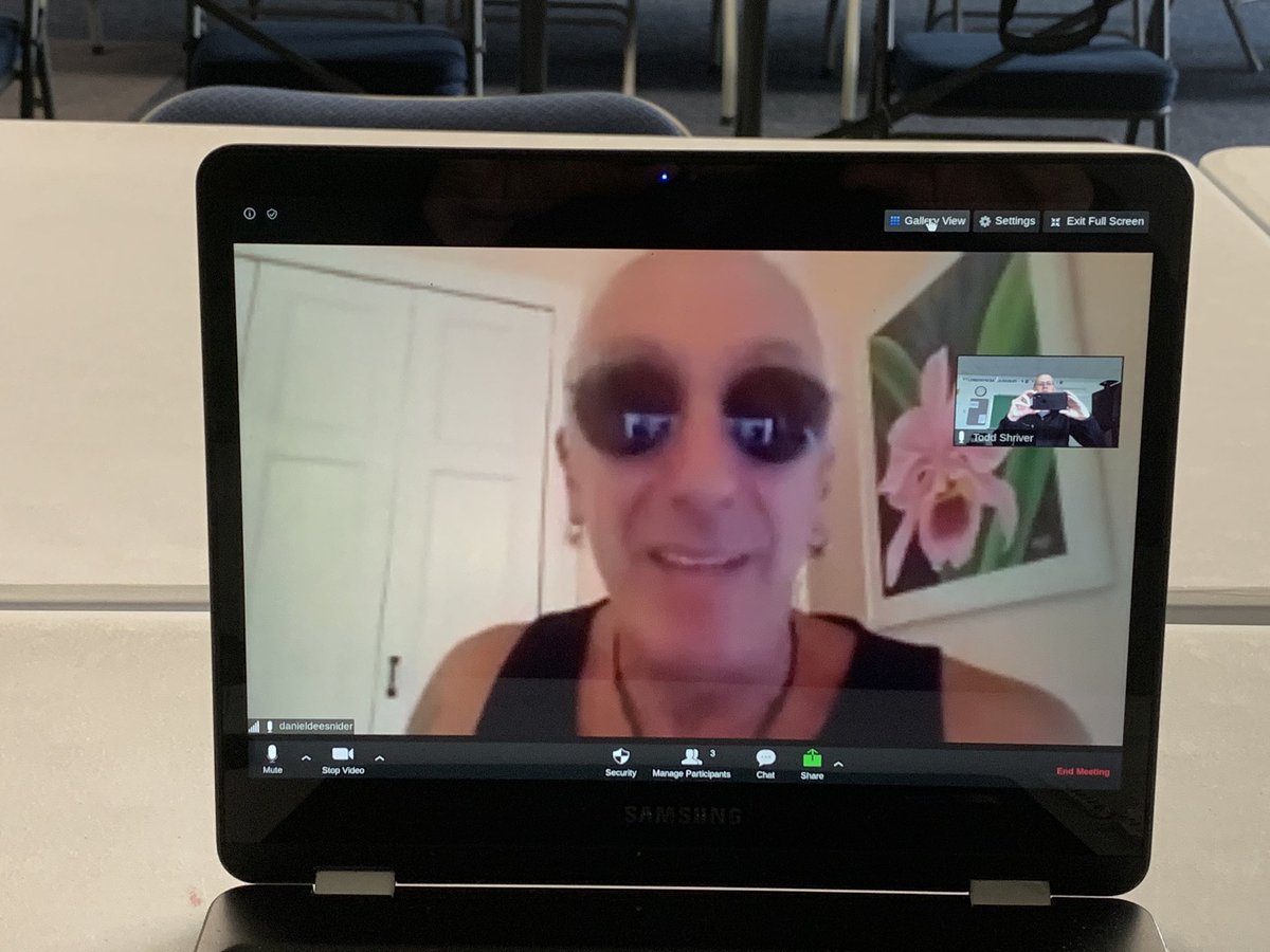 ToddShriver's tweet image. #VaLINchat A1 Using Google Meet, Skype &amp;amp; Zoom to record interviews to share experiences our Ss as lessons. Fortunate to have Dee Snider of Twisted Sister share his thoughts/experiences in music with our History of Rock and Roll and Band students.